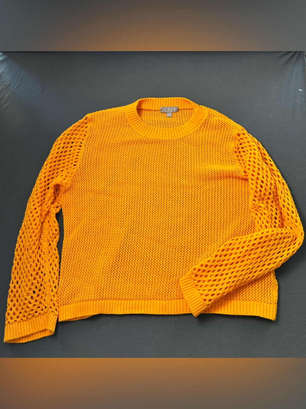 J. Crew Bright yellow/orange Open-Weave Crewneck Sweater (A0116) - Picture 2 of 8